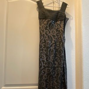 Ralph Lauren Evening sequin gray formal dress.